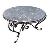 Table basse en fer forgé et plateau marbre
