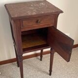Antique bedside table in wood and marble