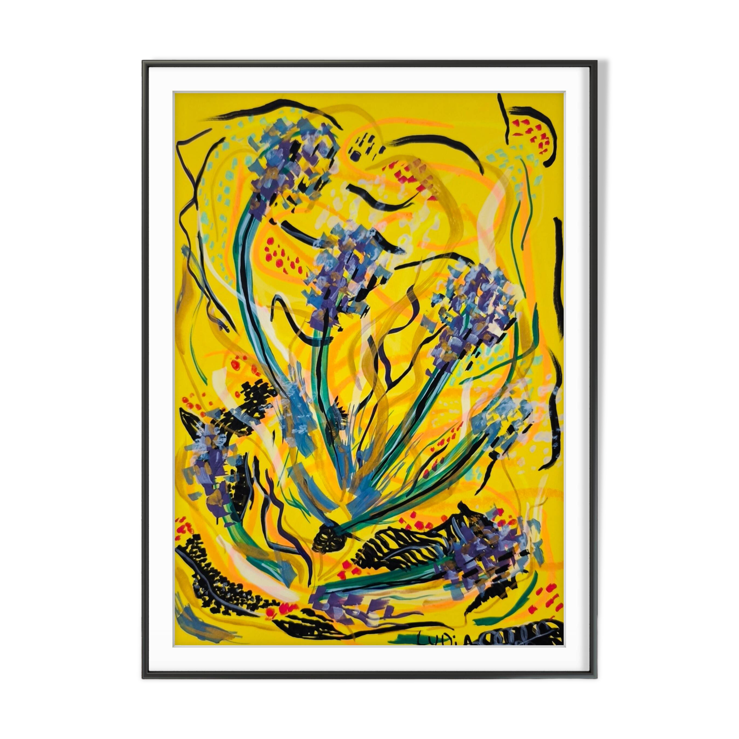 Affiche illustration abstrait fleurs