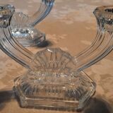 Paire de bougeoirs en verre
