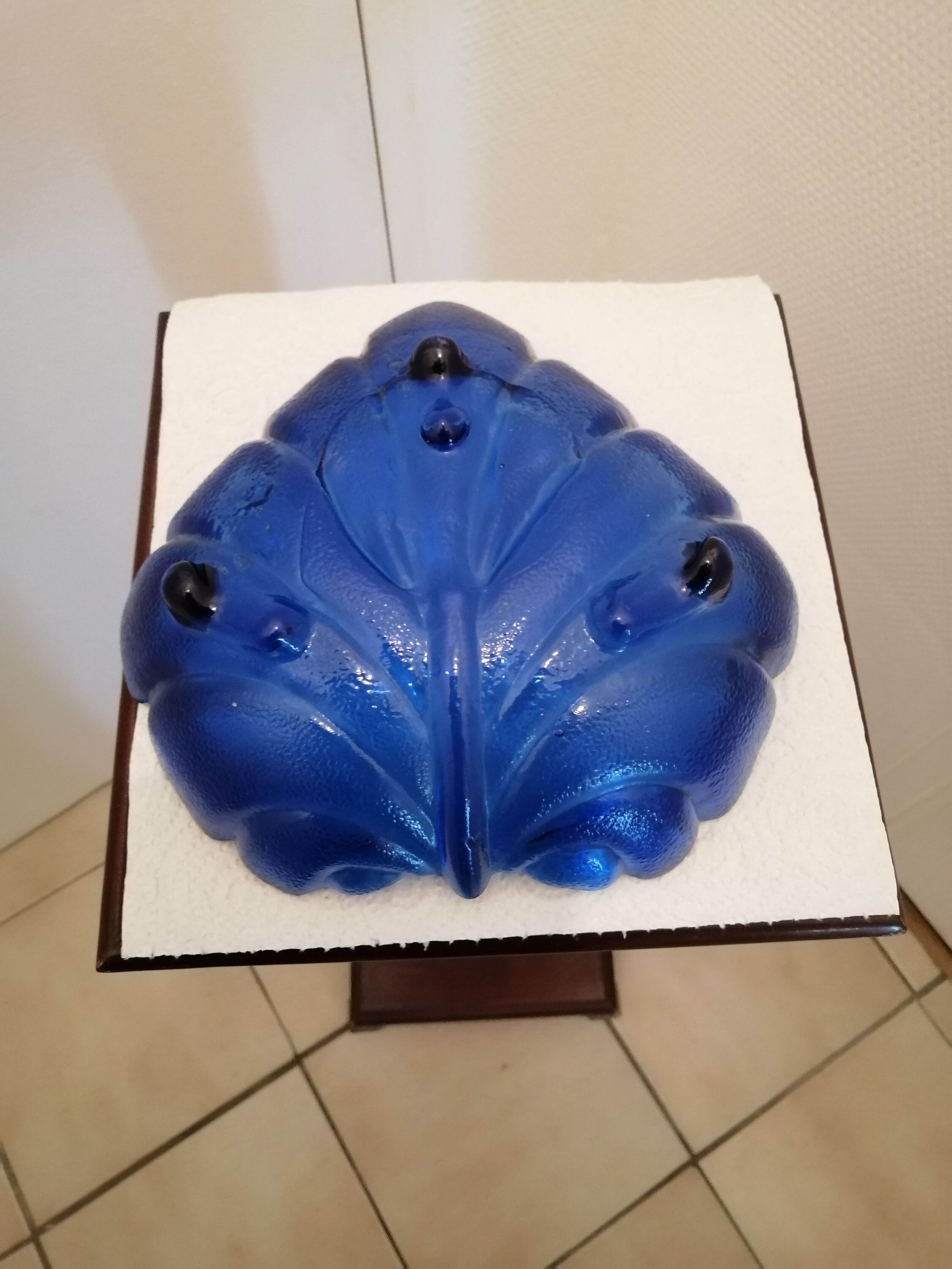 Blue glass fruit cup