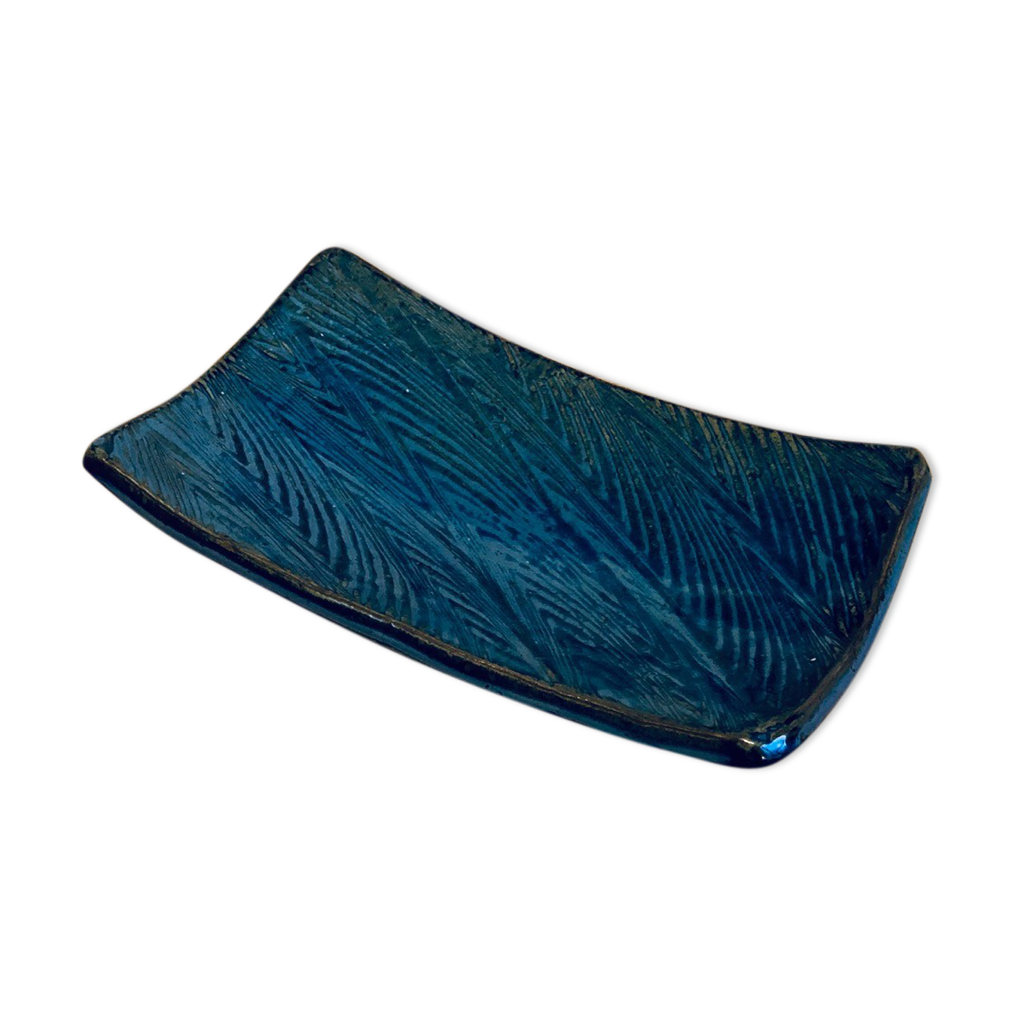 Empty blue ceramic pocket