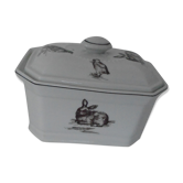 Dish terrine rectangular box porcelain Deshoulières animal decoration Limoges