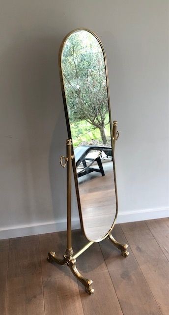 Miroir psyché en laiton de style néoclassique
