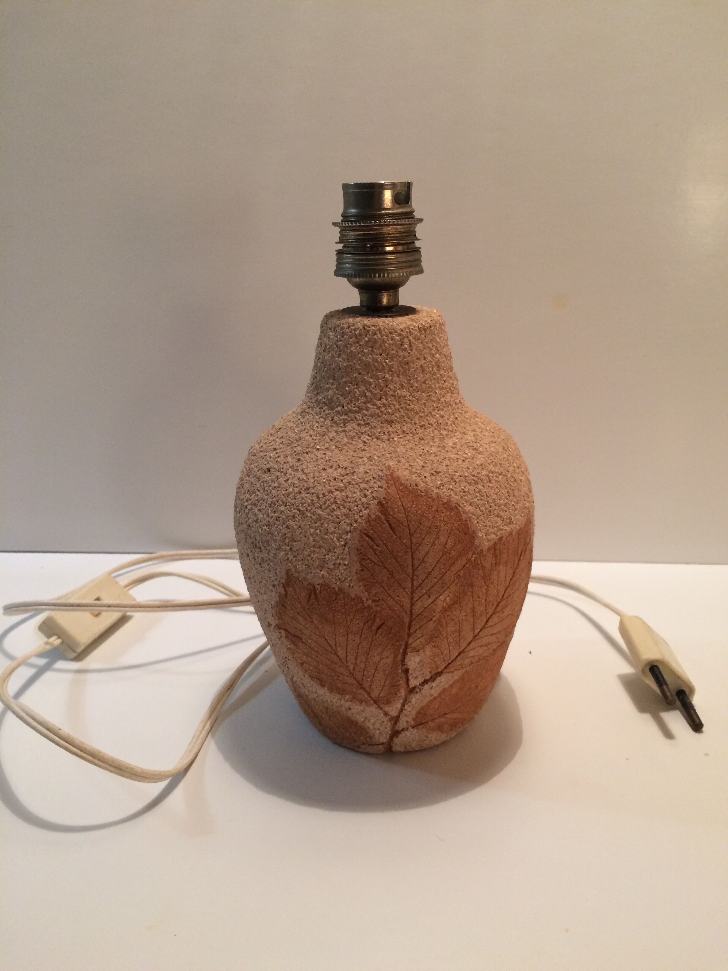 Stoneware lamp foot "herbarium" or "Guarrigue"