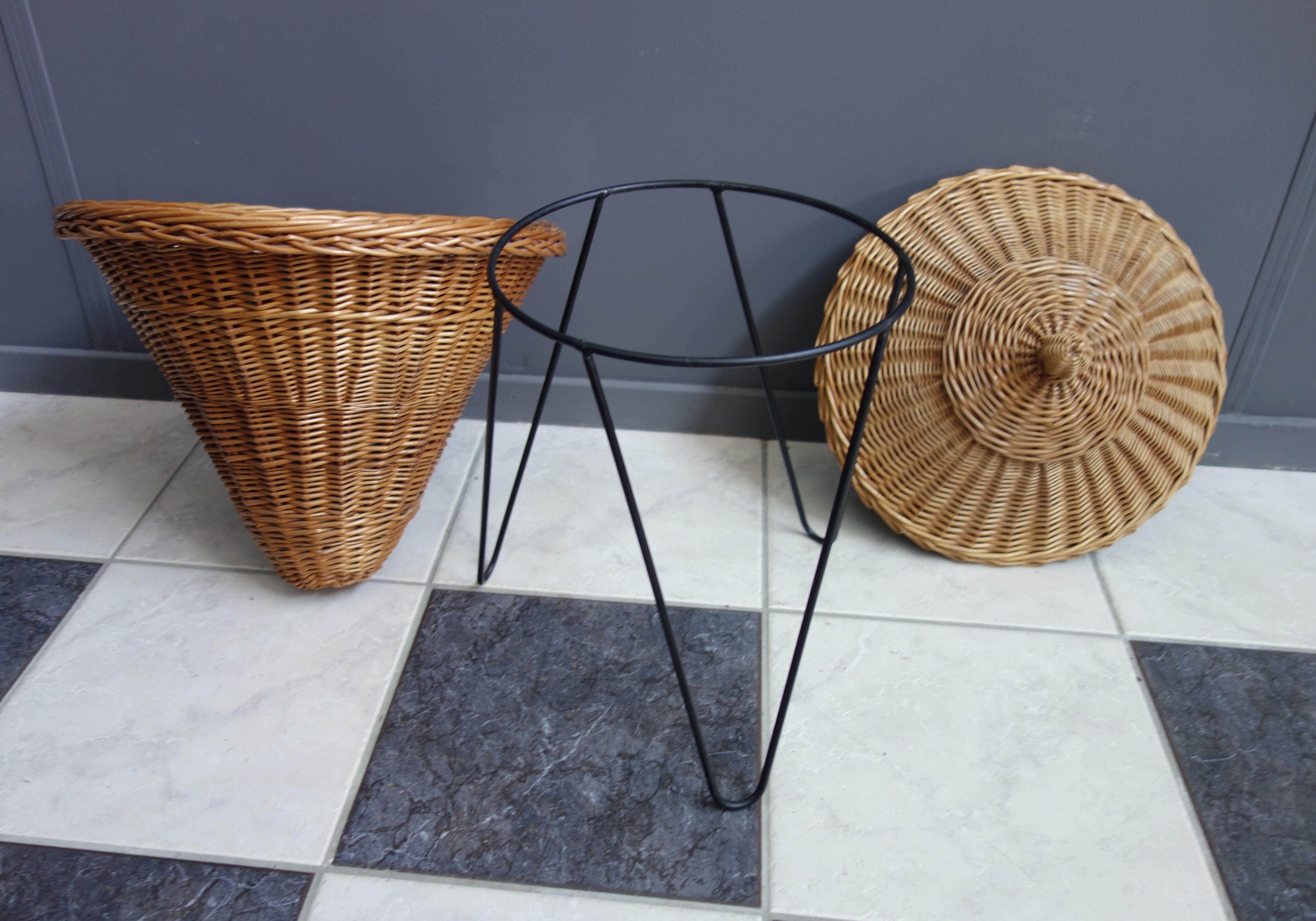 Rattan sewing basket 1950