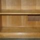 Pair of large open bookshelves in satin birch and walnut, height 2.5 m.