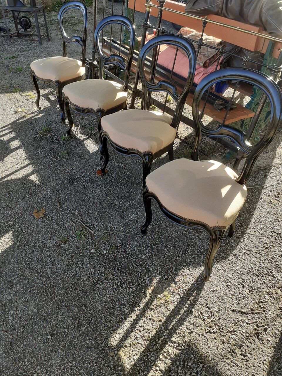 Series of four chairs period Napoleon 3, seat redone, in perfect condition.