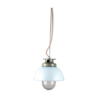 Light blue industrial hanging light from tep