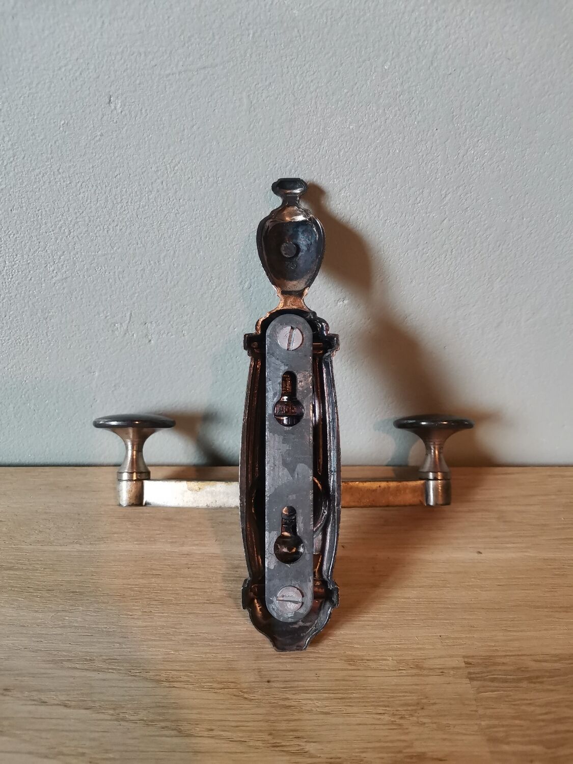 Vintage silver metal wall hook made in France