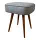 Vintage Footstool: Mid Century Modern Grey Fabric and Wood Legs
