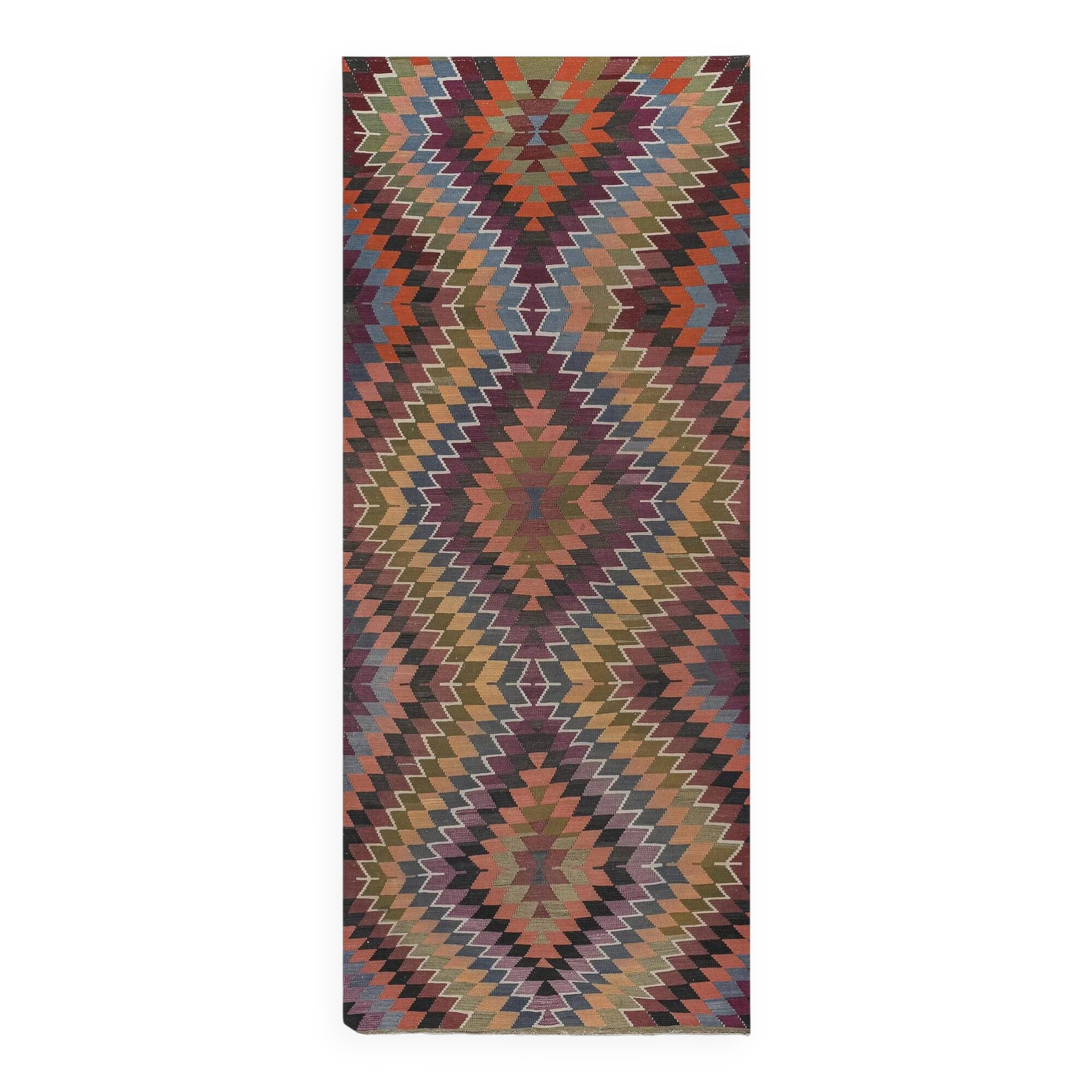 Vintage Turkish kilim handwoven 151x361 cm