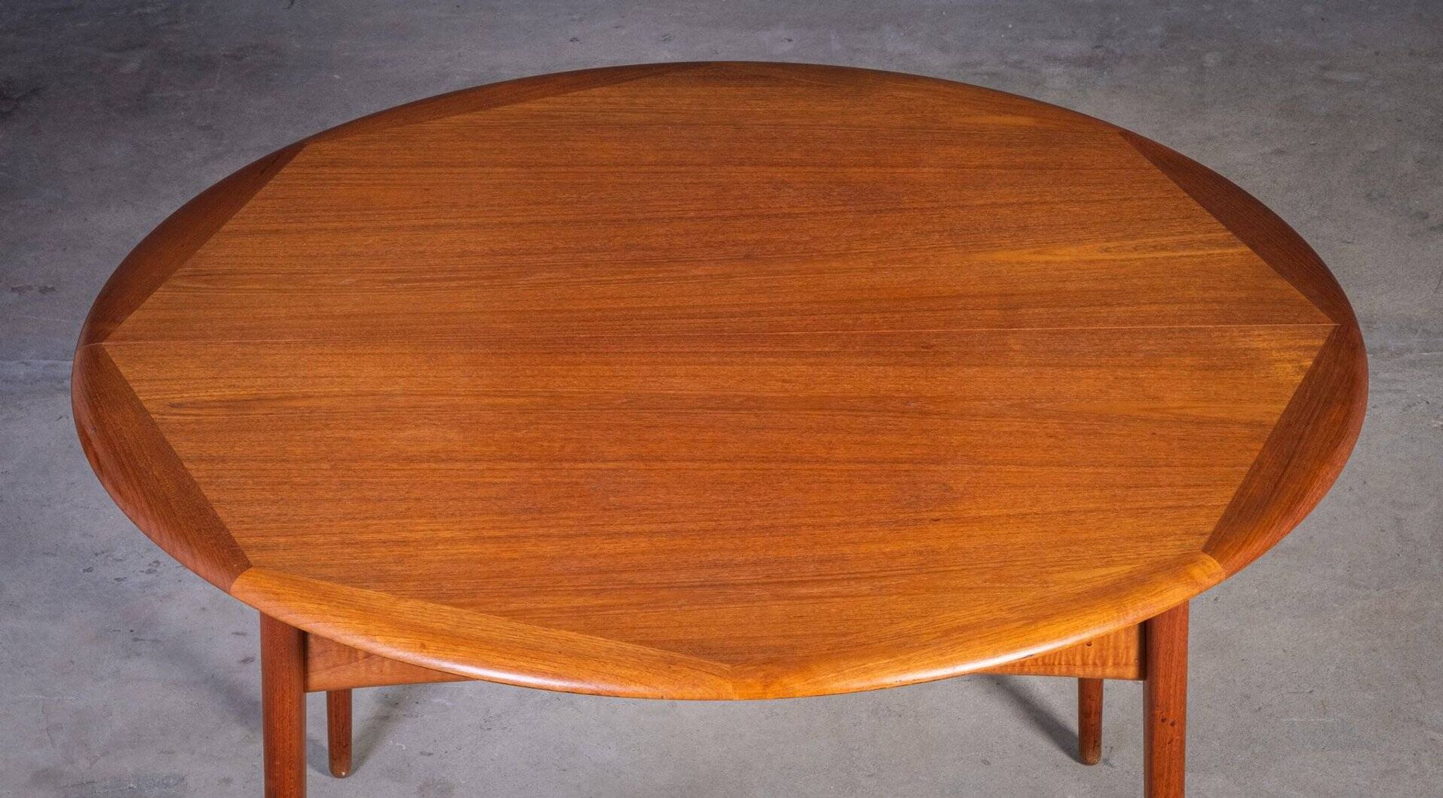 Round Teak Dining Table with Butterfly Extension by Svend Aage Madsen for K. Knudsen, 1960s
