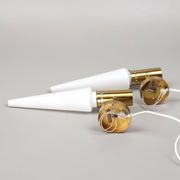 Pair of wall sconces lS-1987 in brass and opal glass Hans Agne Jakobson Sweden 1960