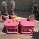 Vintage rattan bedside tables
