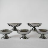set of 5 designer stainless steel bowls 1970 9 x 5 cm