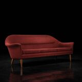 Vintage Mid-Century Scandinavian Modern 3-Seater Red Sofa