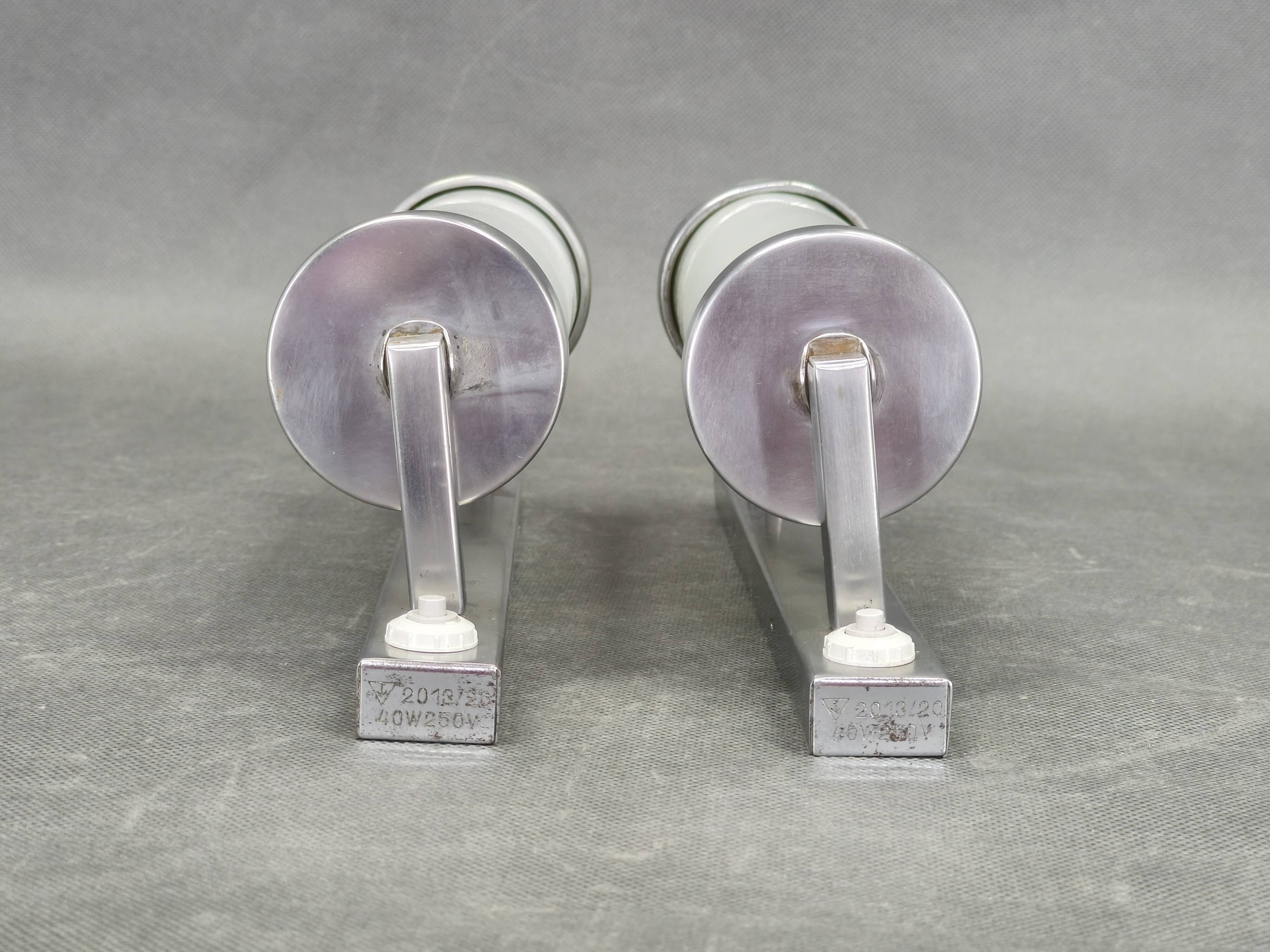 Pair of Art Deco Chrome and Glass Wall Lights, 1930s