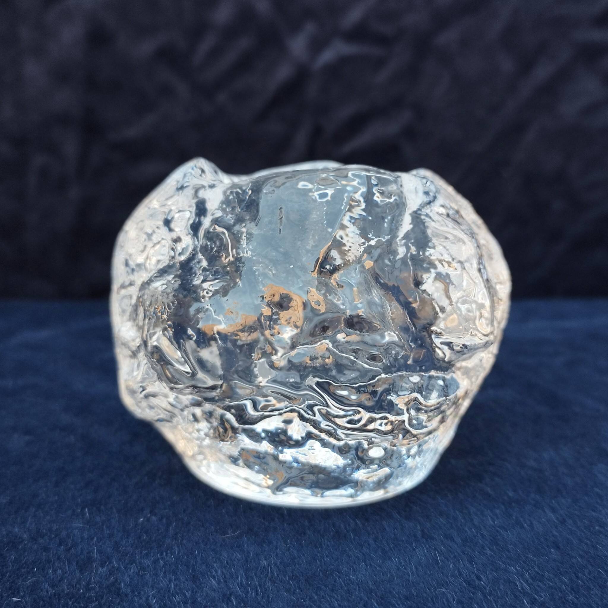 Kosta Boda Glass Rock or Ice Cube Candle Holder