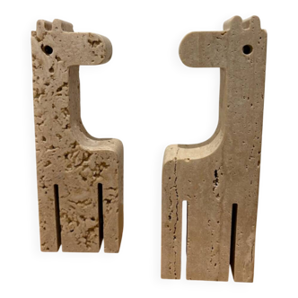 Pair of travertine giraffes, Fratelli Mannelli, Italy, 1970s