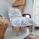 Blue toile de Jouy toad armchair