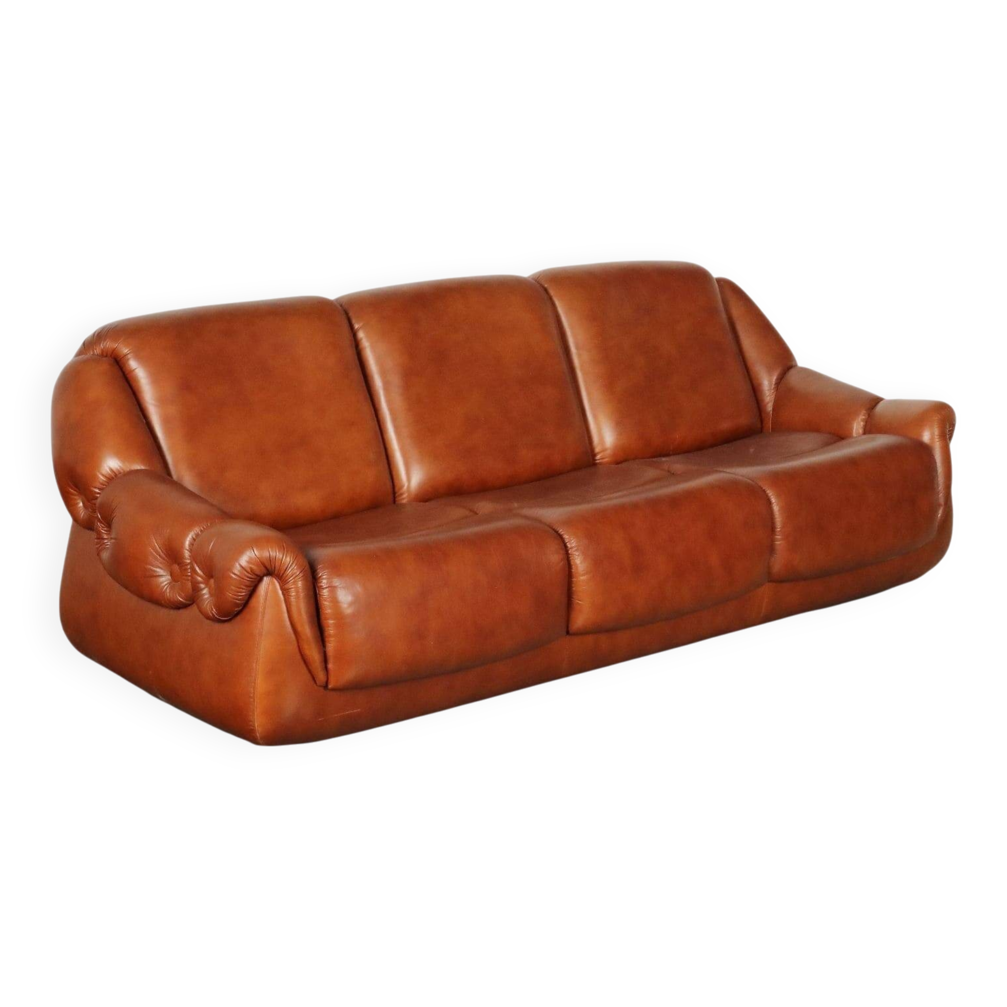 Rembourrage vintage en similicuir pour canapé 3 places, Italie, années 1970