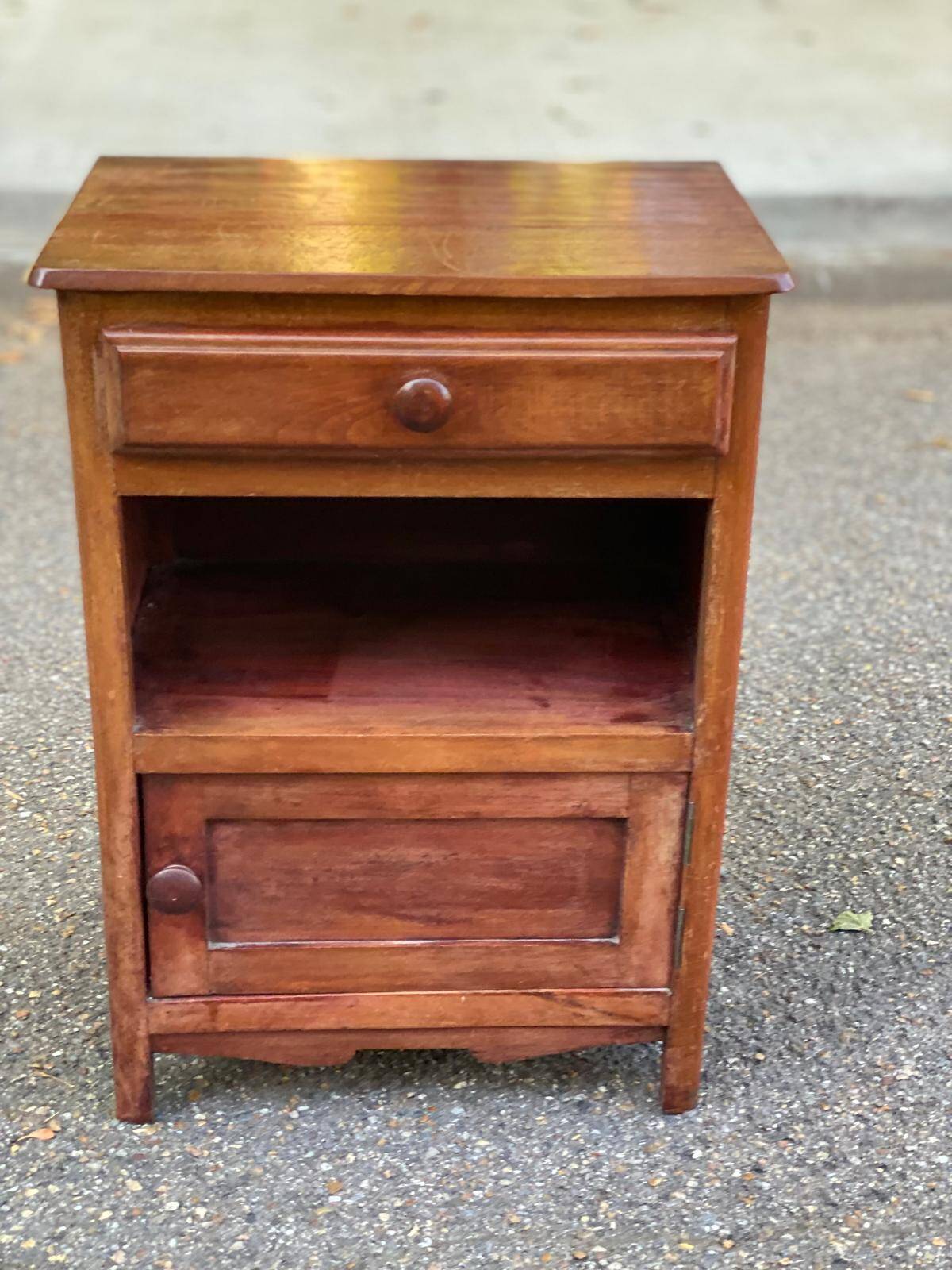Art Deco bedside table in solid wood 1960
