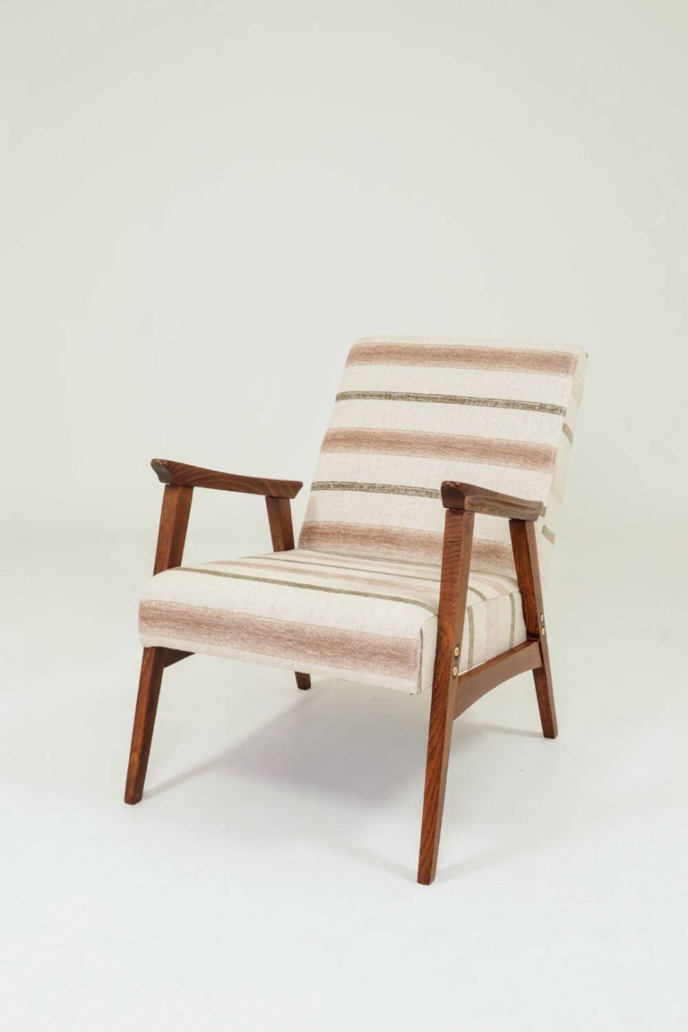 Fauteuil vintage style scandinave lin naturel 1970