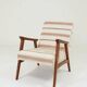 Fauteuil vintage style scandinave lin naturel 1970