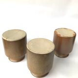 Set of 3 varnished sandstone pots