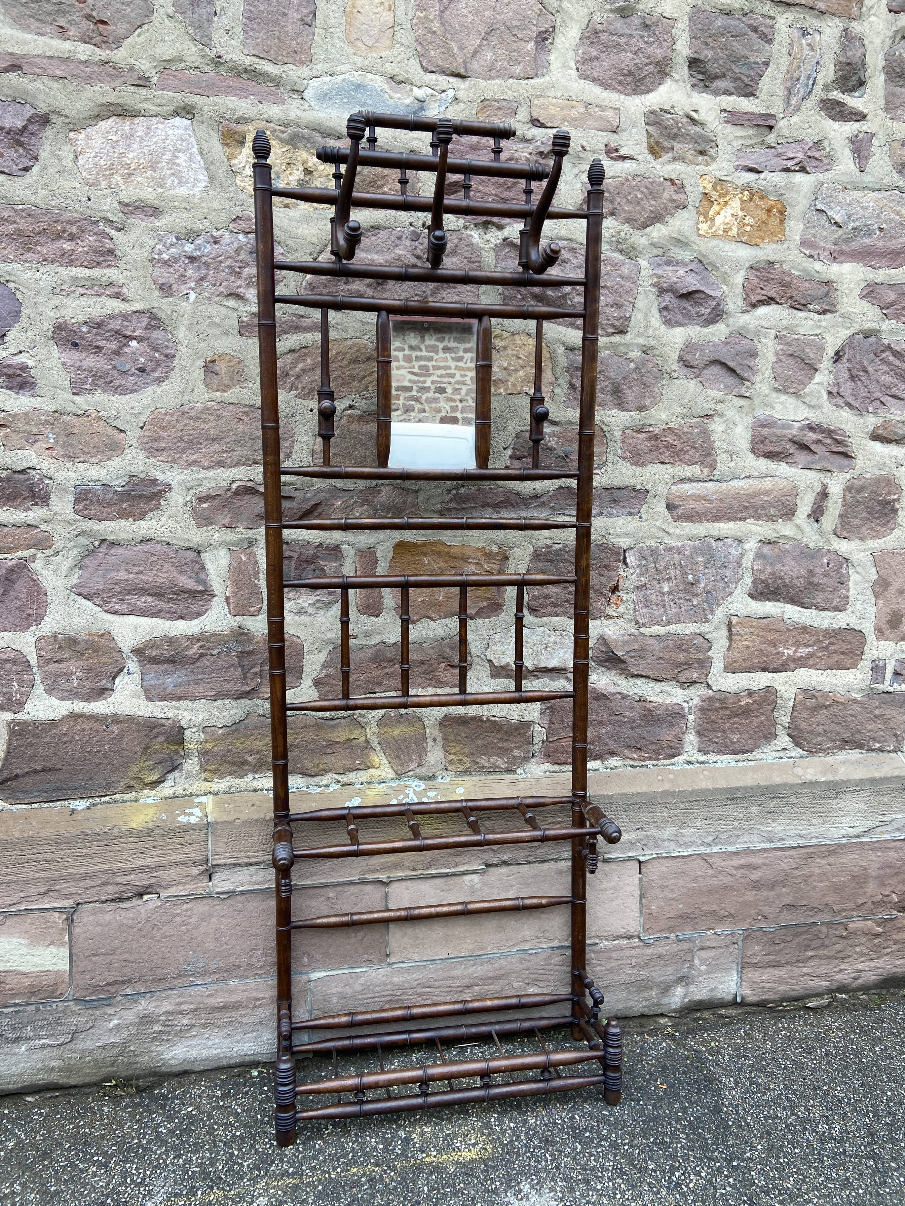 Vintage 1930s curved wood bamboo coat rack