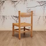 Ensemble de 4 chaises en bois et jonc, années 1970