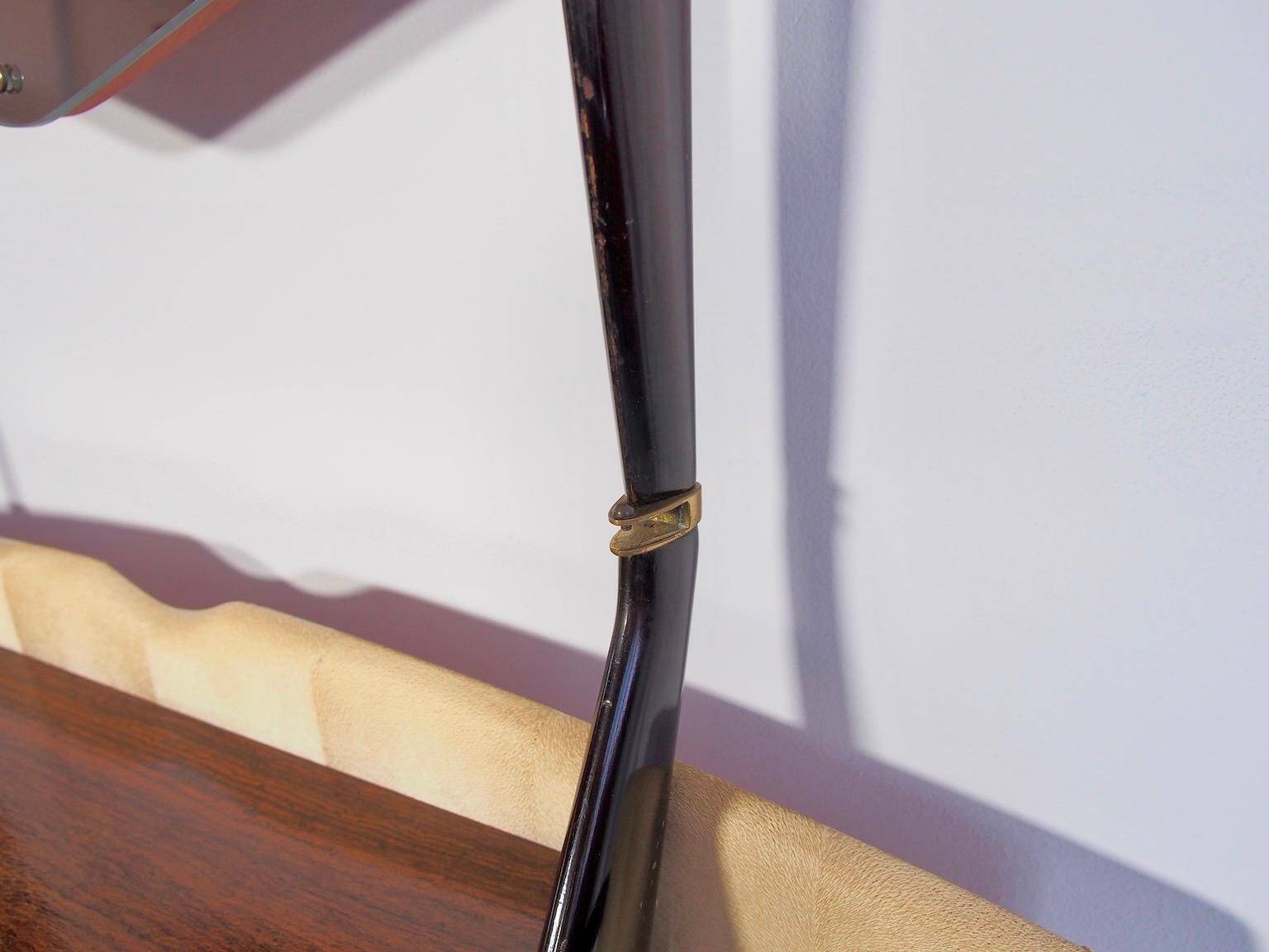 Table console laquée avec plateau en verre et miroir