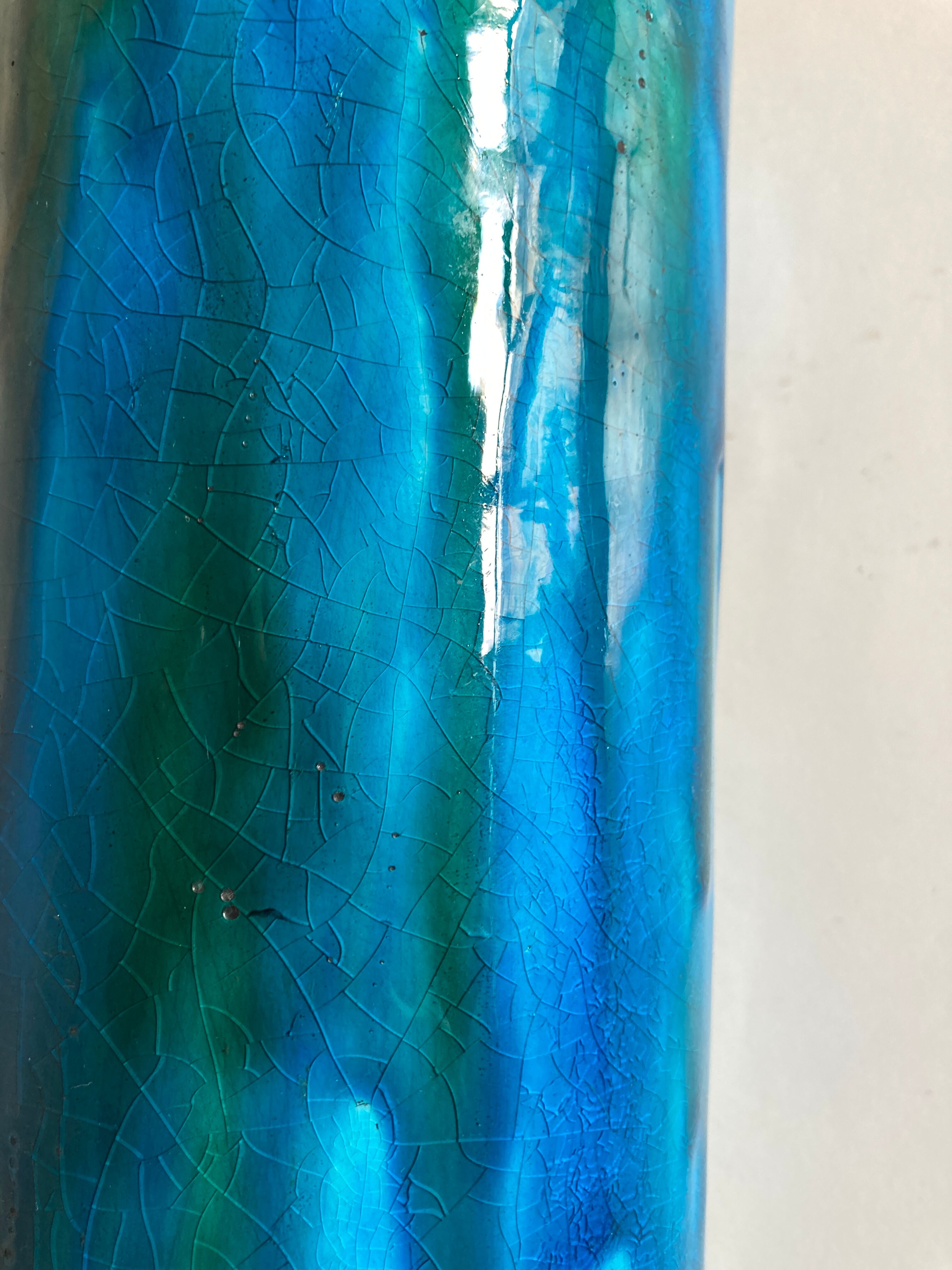 XXL ceramic ceramic earth varnished turquoise 1970