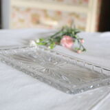 Rectangular glass dish, moulded glass, art deco