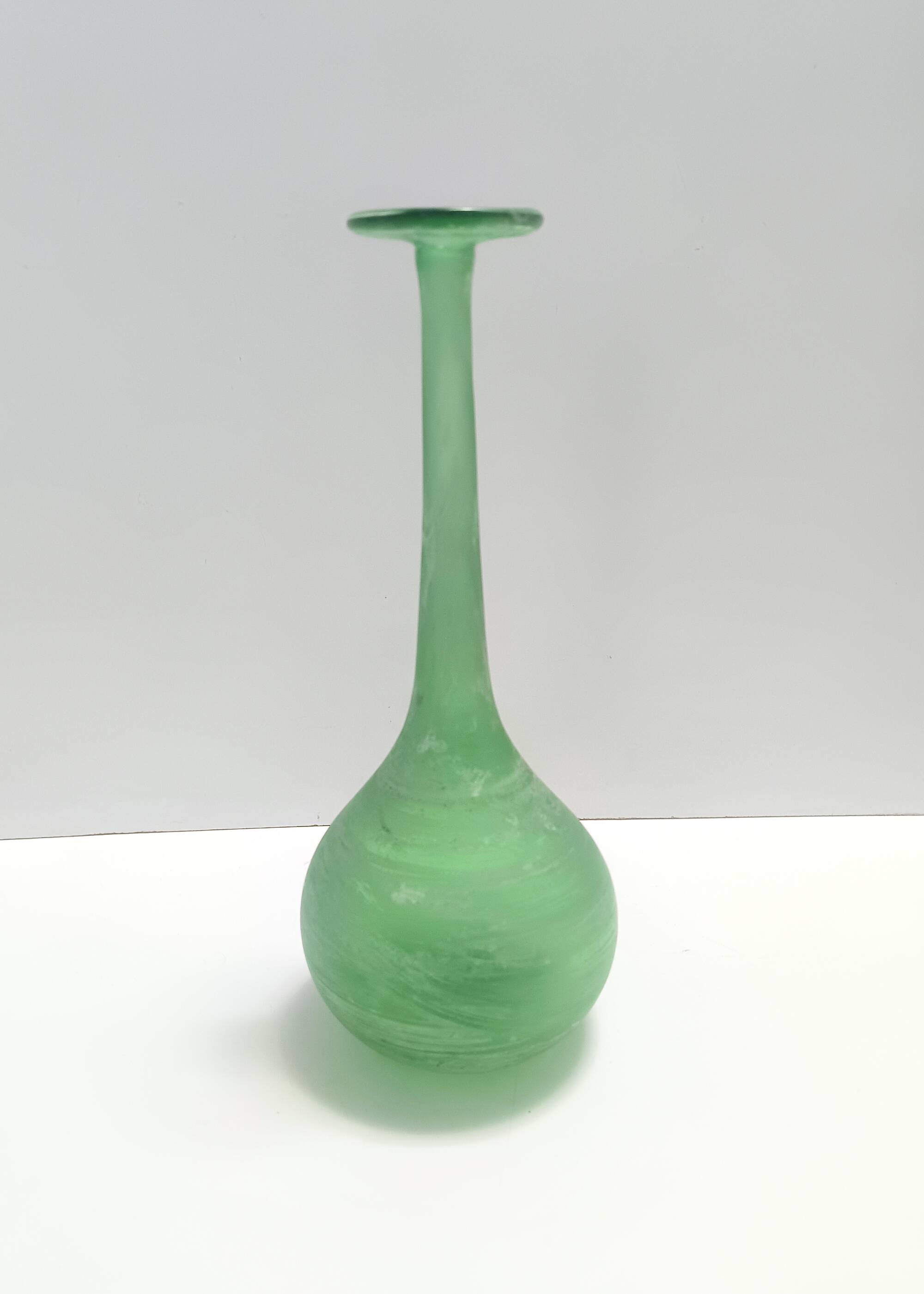 Green Blown Scavo Glass Tulip attr. to Cenedese, Italy