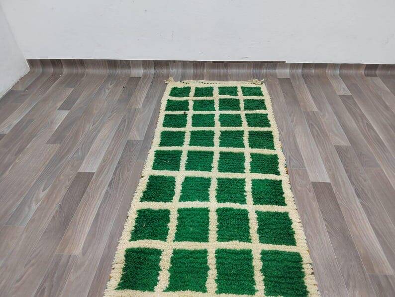 Handmade wool hallway rug size 75 x 300 cm