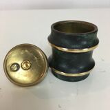 Black and gilded 1950s table lighter, bamboo design