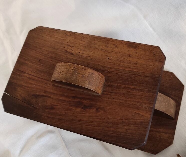 French Art Deco jewellery box handmade in wood and glass