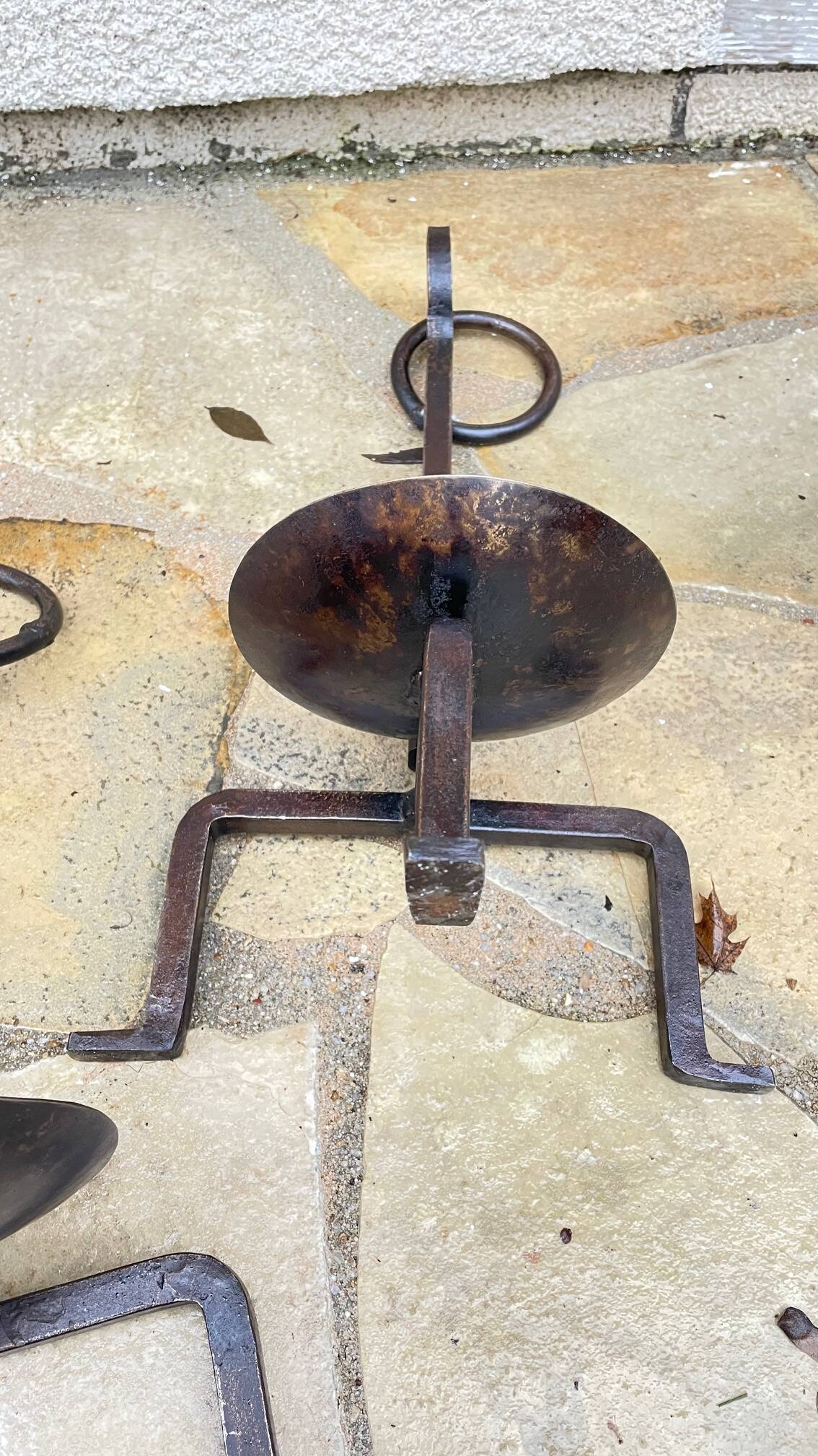 Vintage brutalist steel candle holder