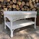Table basse osier vintage blanche