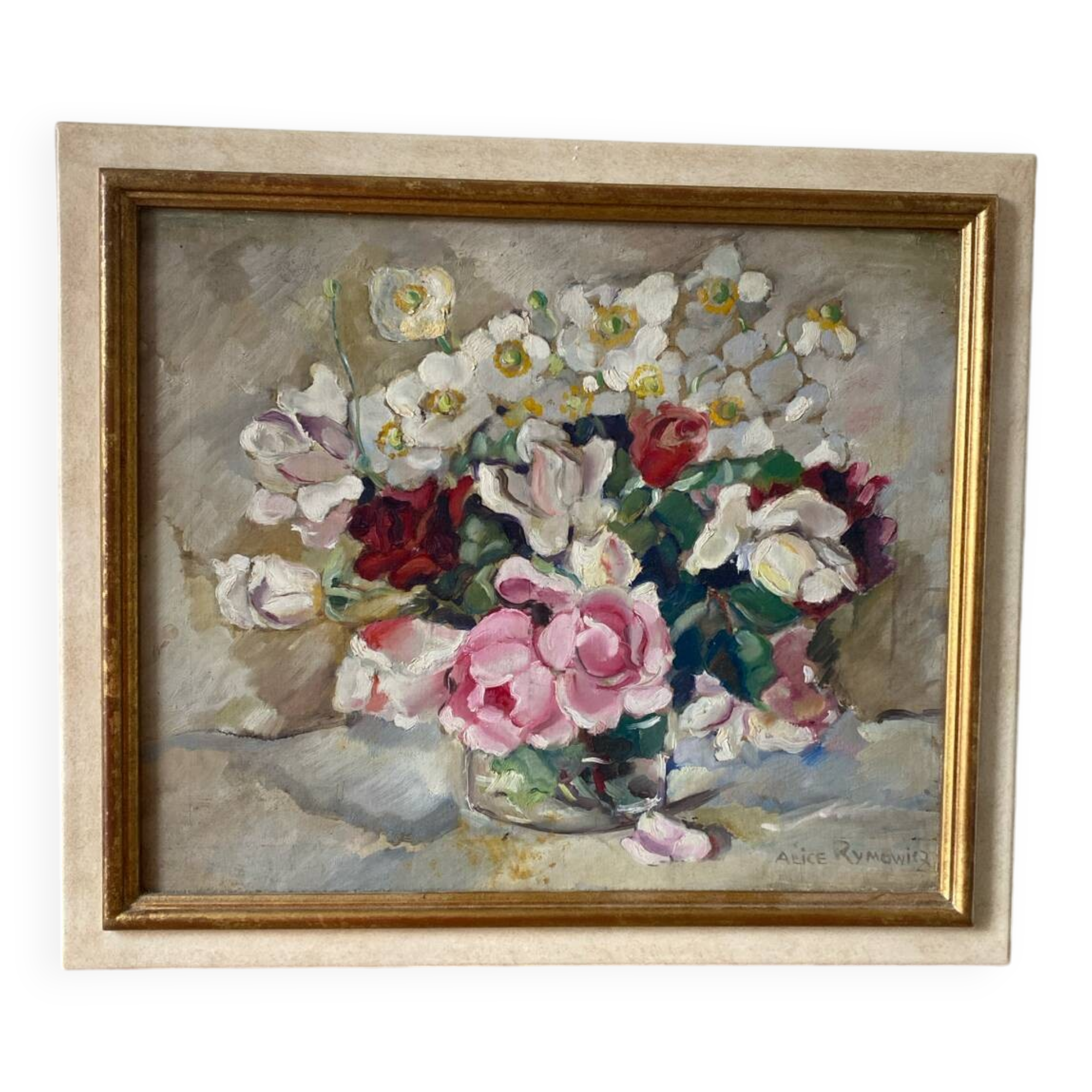 Bouquet de fleurs signé