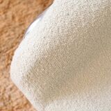 Armchair in ecru wool and stainless steel