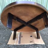 Vintage Roger Capron oval coffee table in ceramic, herbarium model with beech base.