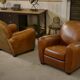Pair of leather club armchairs