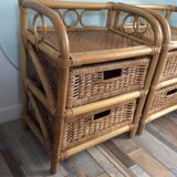 Pair of rattan bedside tables from the 70s