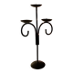 3-candle candlestick holders in black cast iron, renaissance style reproduction