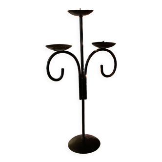 Bougeoirs à 3 cierges en fonte noir reproduction style rennaissance