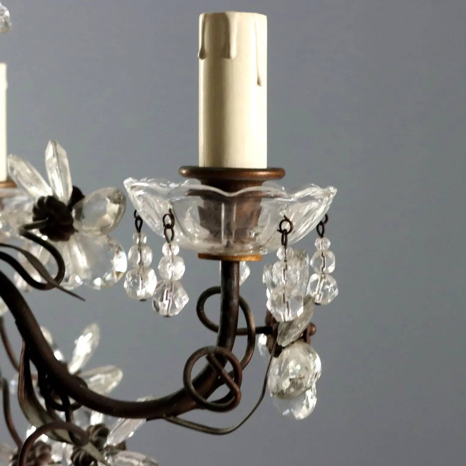 Antique metal and sheet chandelier, Italy, 20th century