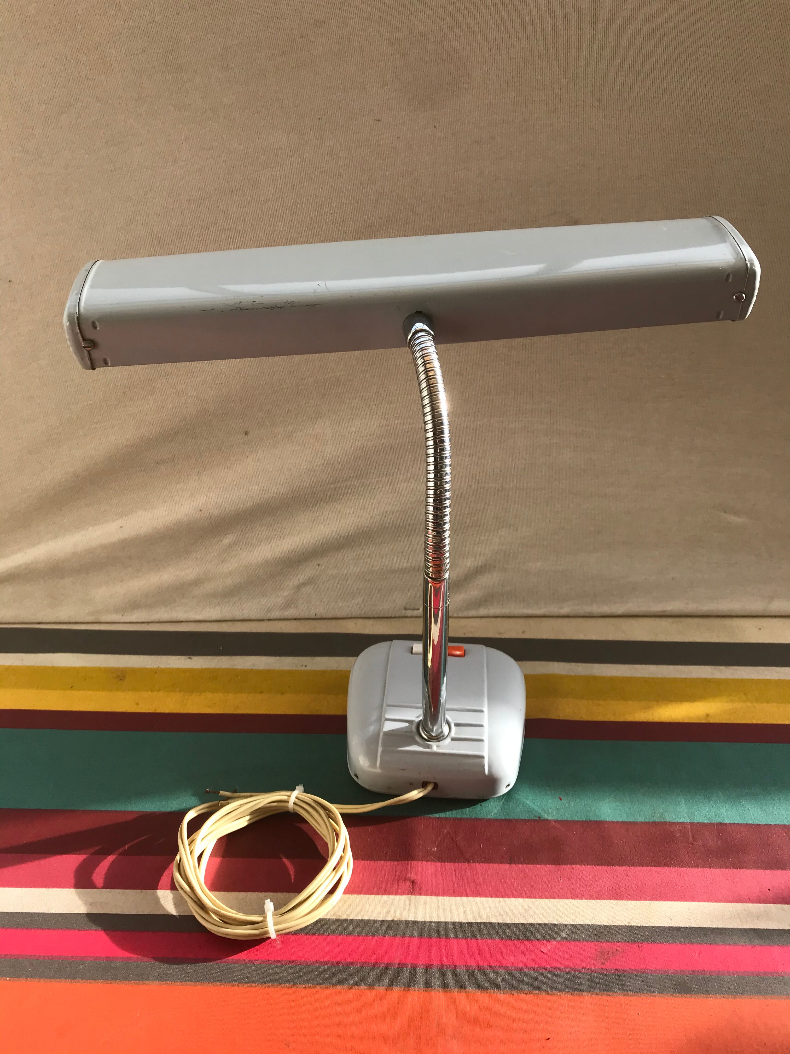 HOBCO Metal Grey Office Lamp - Chrome Flexible Bras 70S Vintage